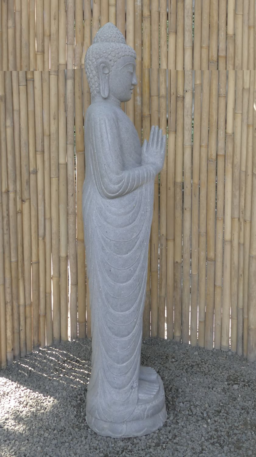  Product image 7 of the product “Standing Buddha made of Riverstone, position Namaskara , H. 180cm. ”